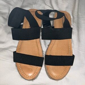strappy black platform sandals